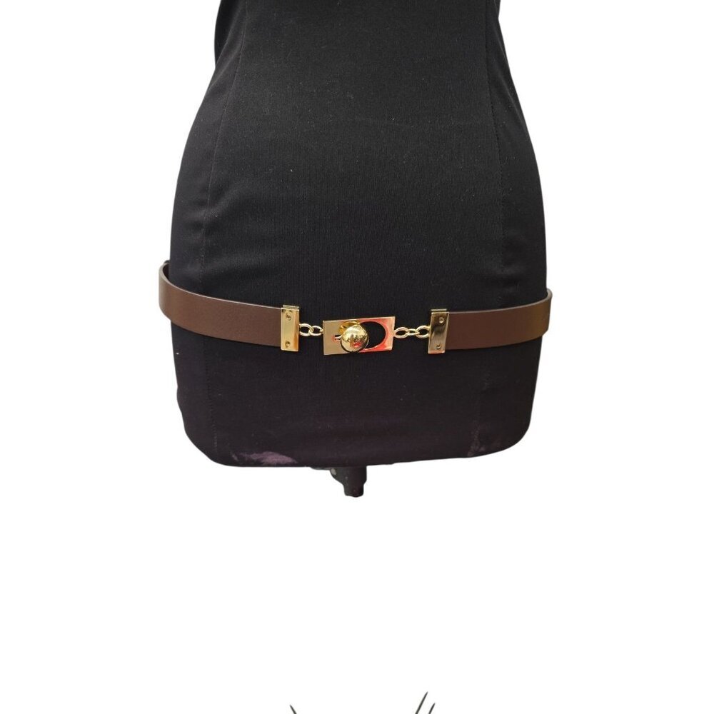 Chico's Brown Leather Statement Belt Adjustable Size Medium/large